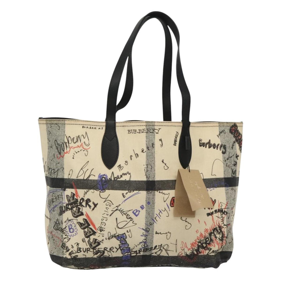 Burberry White Canvas Tote Bag ( )