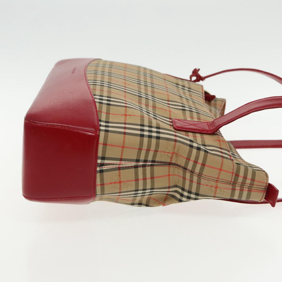 Burberry Nova Check Red Canvas Tote Bag ( )