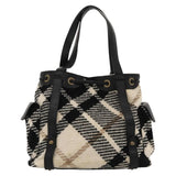 Burberry Nova Check White Wool Tote Bag ( )