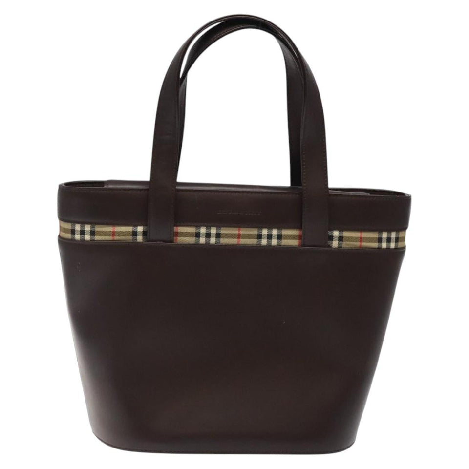 Burberry House Check Brown Leather Handbag ( )