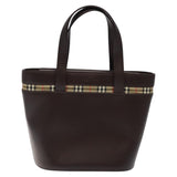 Burberry House Check Brown Leather Handbag ( )