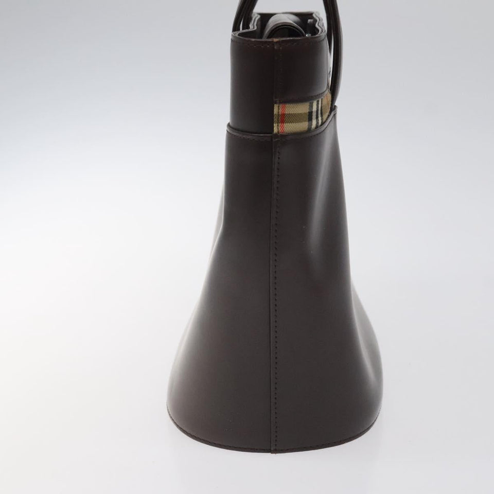 Burberry House Check Brown Leather Handbag ( )