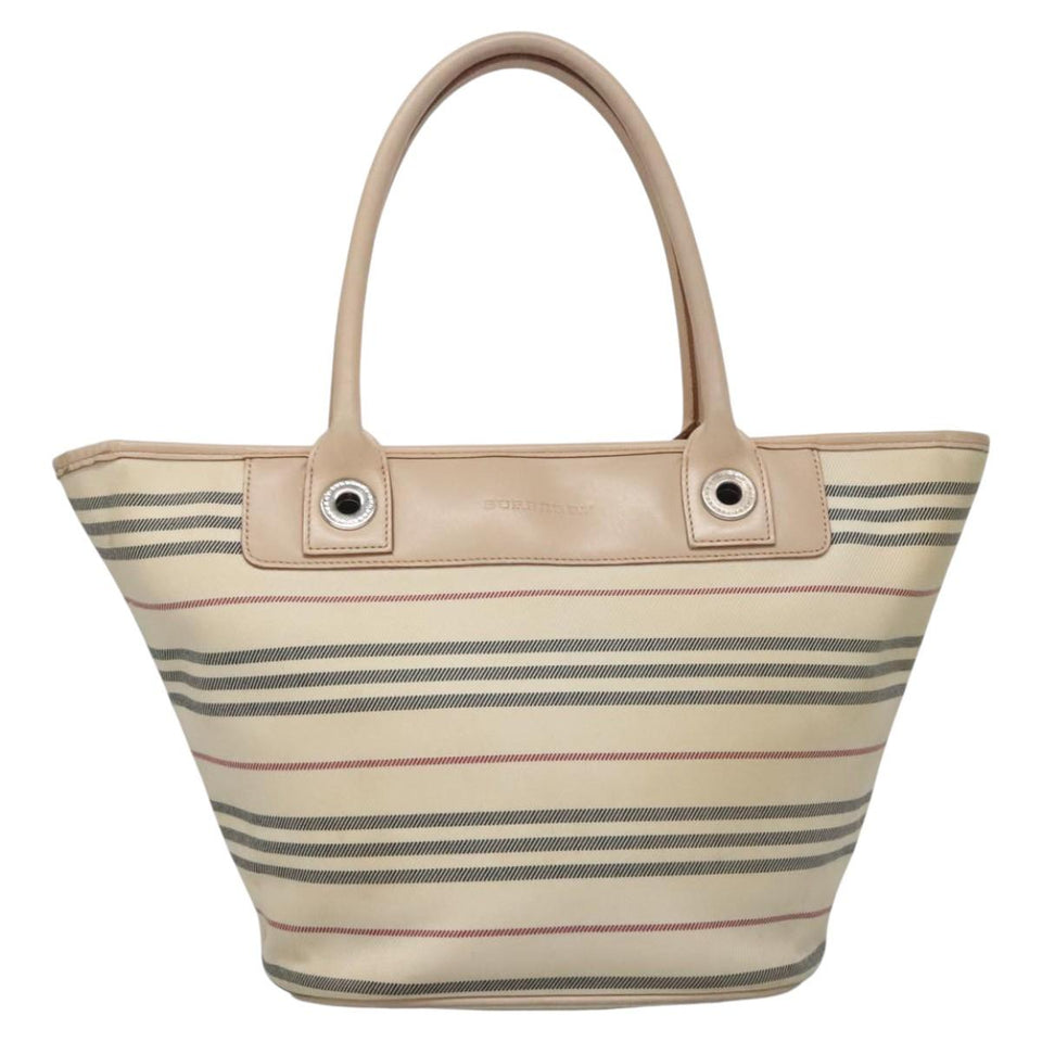 Burberry Stripe Beige Canvas Handbag ( )