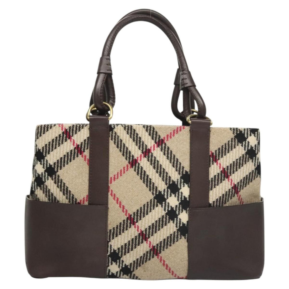 Burberry Nova Check Beige Wool Tote Bag ( )