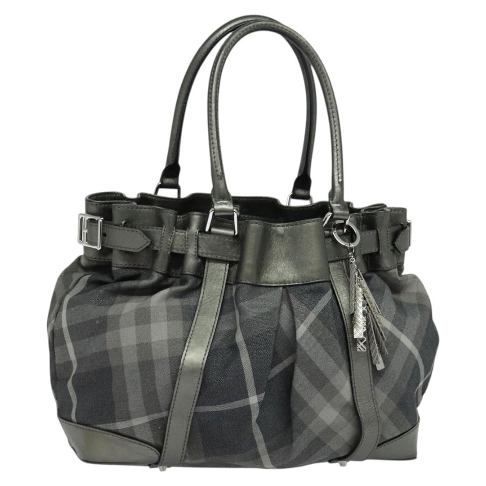 Burberry Nova Check Black Canvas Tote Bag ( )