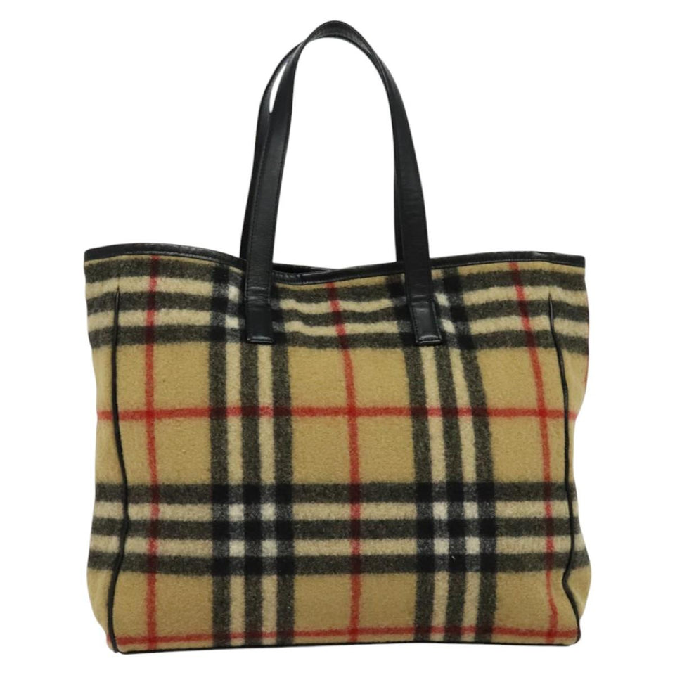 Burberry Nova Check Beige Wool Tote Bag ( )