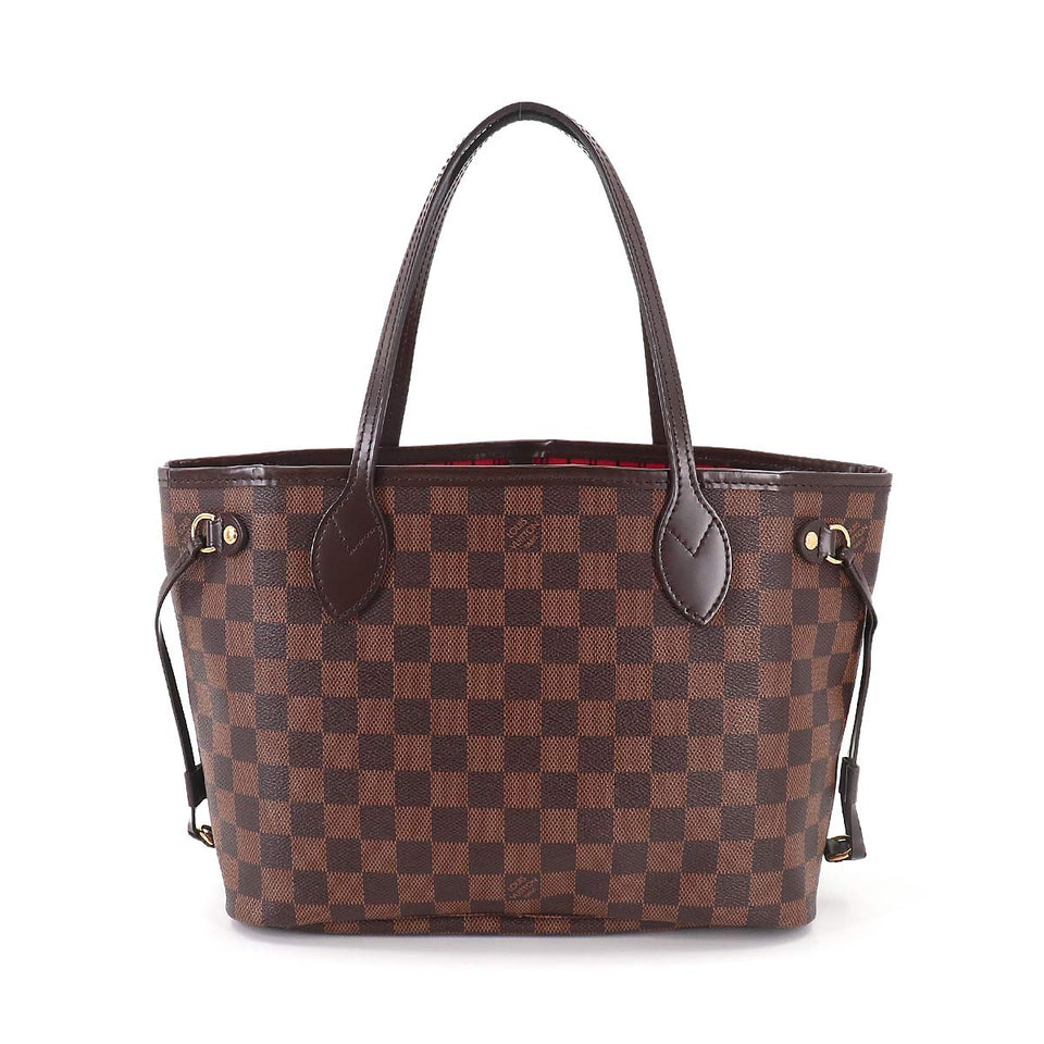 Louis Vuitton Damier Neverfull PM Tote Bag Brown Gold Hardware