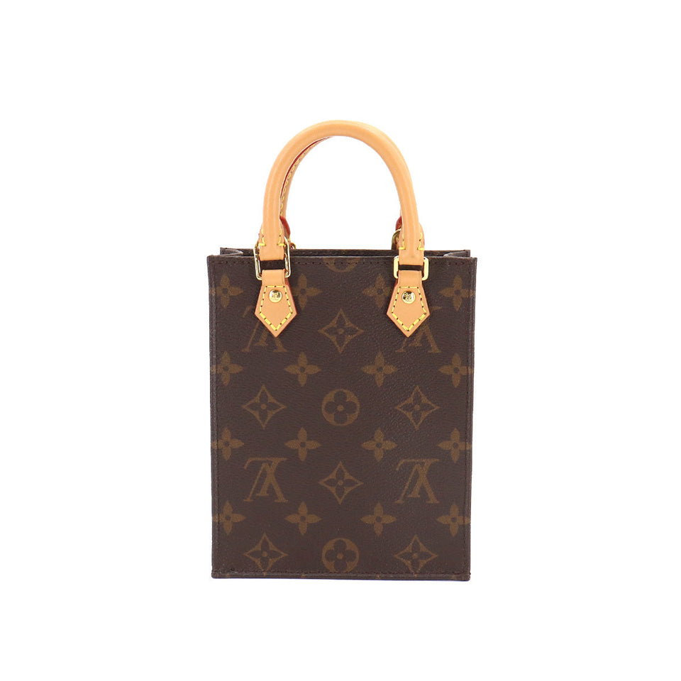 Louis Vuitton Monogram Petit Sac Plat 2 Way Hand Shoulder Bag Brown