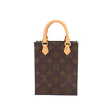 Louis Vuitton Monogram Petit Sac Plat 2 Way Hand Shoulder Bag Brown