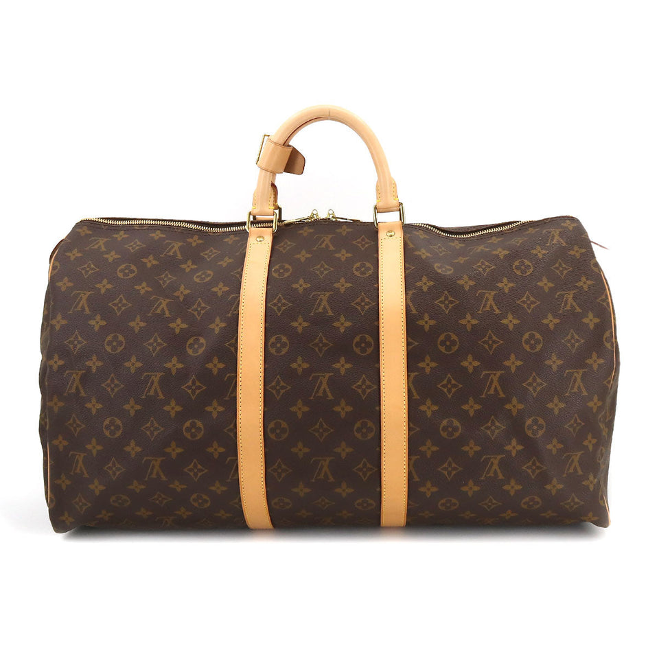 Louis Vuitton Monogram Keepall 55 Boston Bag Brown