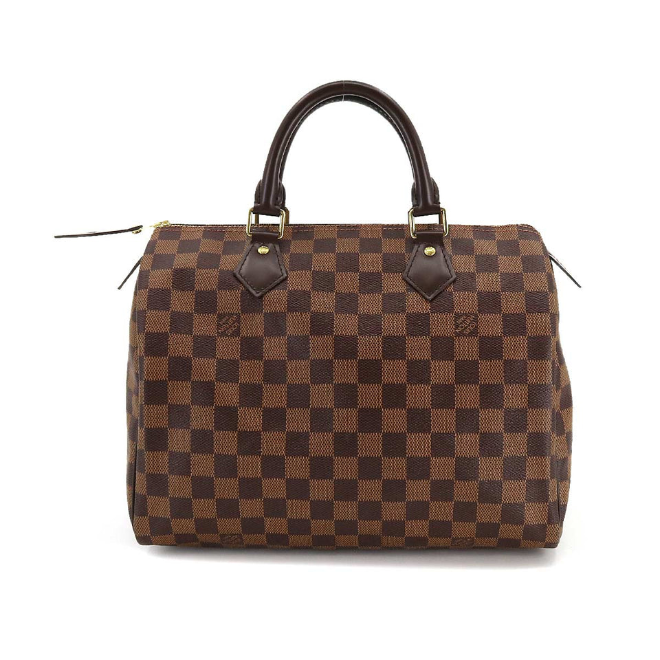 Louis Vuitton Damier Speedy 30 Hand Bag Ebene Brown Gold Hardware