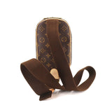 Louis Vuitton Monogram Pochette Gange Body Bag Brown Gold Metal Fittings