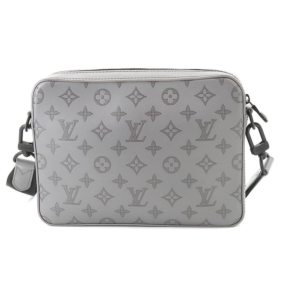 Louis Vuitton Monogram Shadow Duo Messenger Shoulder Bag Leather Gray