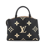 Louis Vuitton Bicolor Monogram Emplant Petit Palais PM Shoulder Bag Black Beige