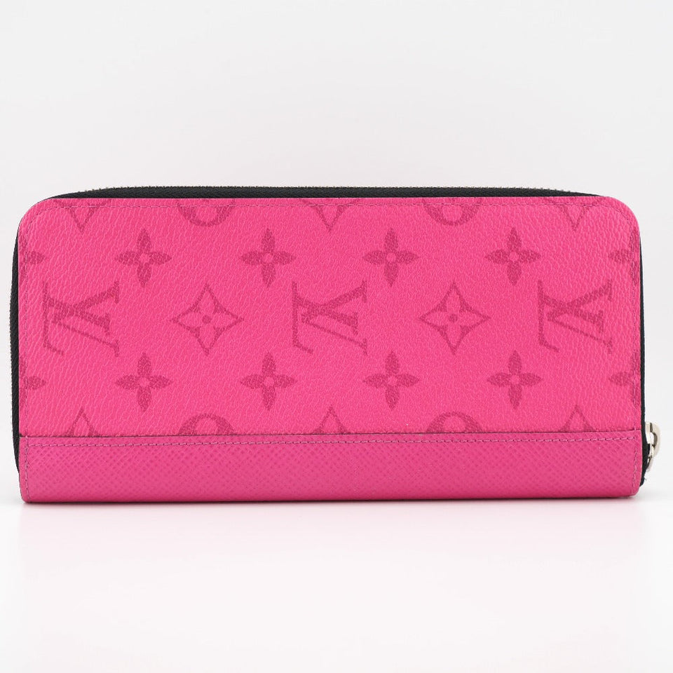 Louis Vuitton Zippy Wallet Vertical Coated Canvas Round Zipper Fuchsia Pink