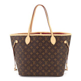 Louis Vuitton Monogram Neverfull MM Tote Bag Brown Pivoine