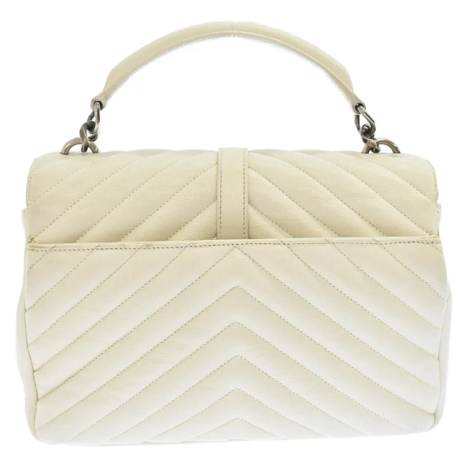 Saint Laurent- Paris Satchel 2way Chain Shoulder Bag White