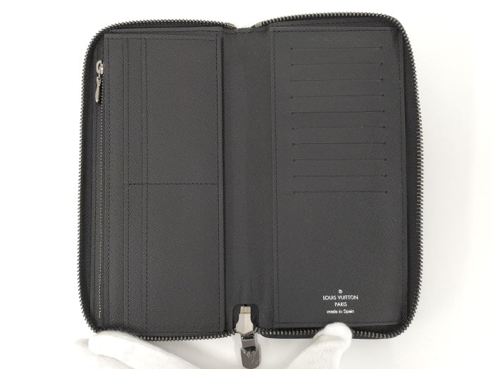 Louis Vuitton Vertical Round Zipper Long Wallet Eclipse Black
