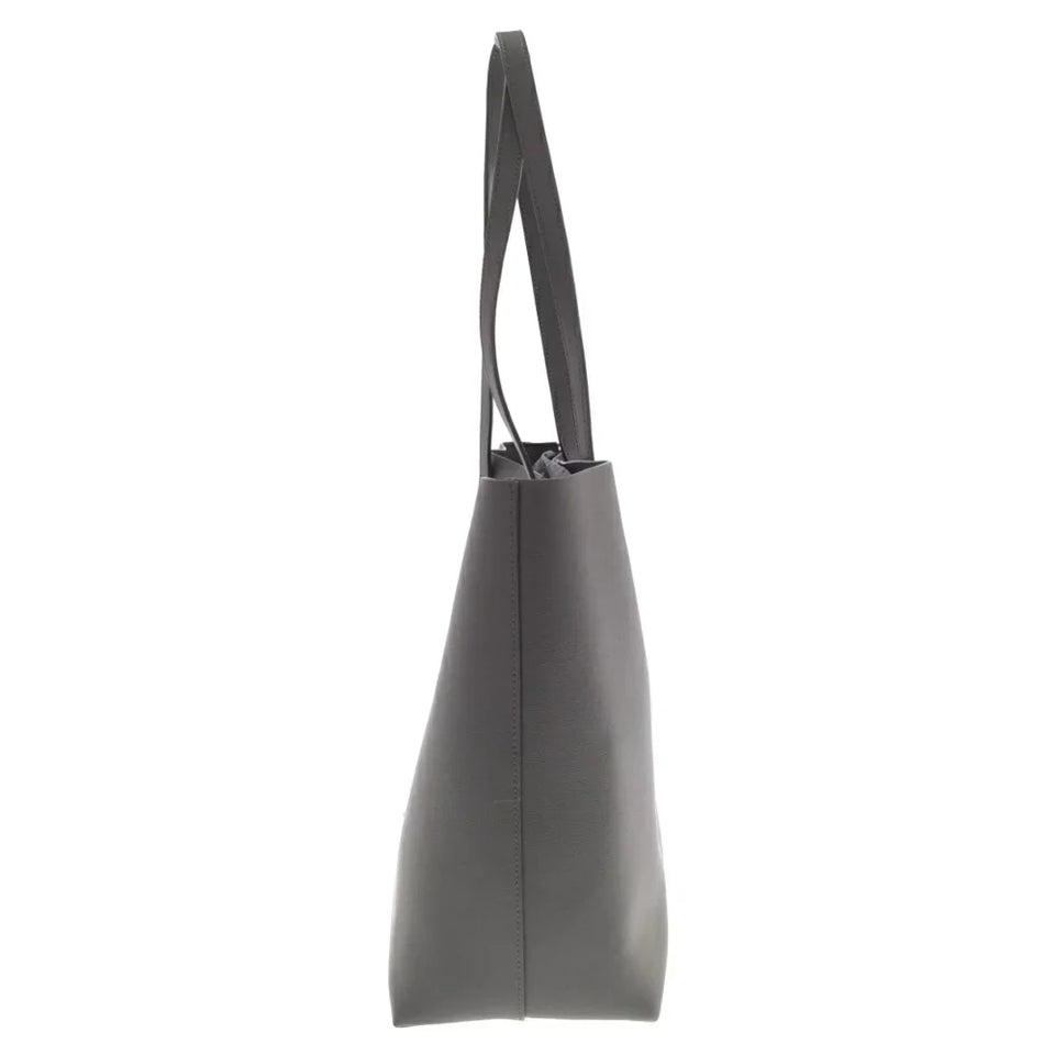 Saint Laurent- Paris Logo Print East Waist Leather Tote Bag Gray