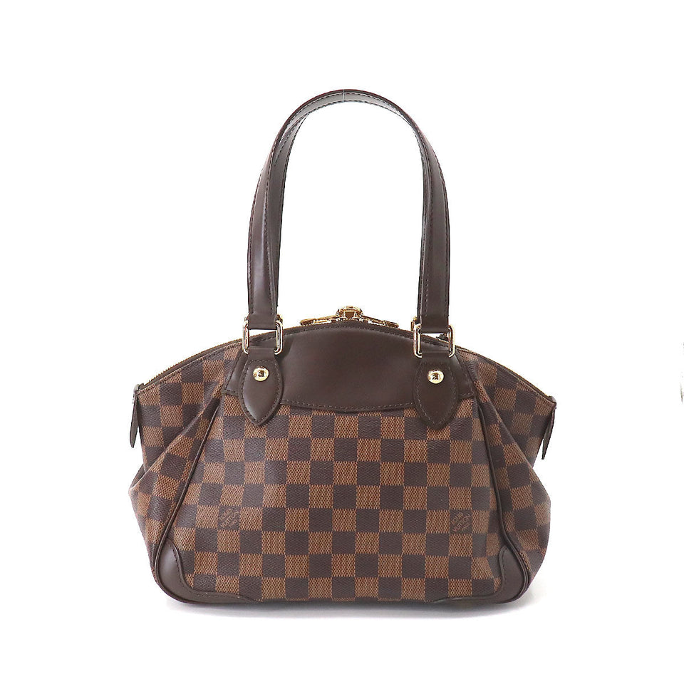 Louis Vuitton Damier Verona PM Hand Bag Ebene Brown Gold Hardware