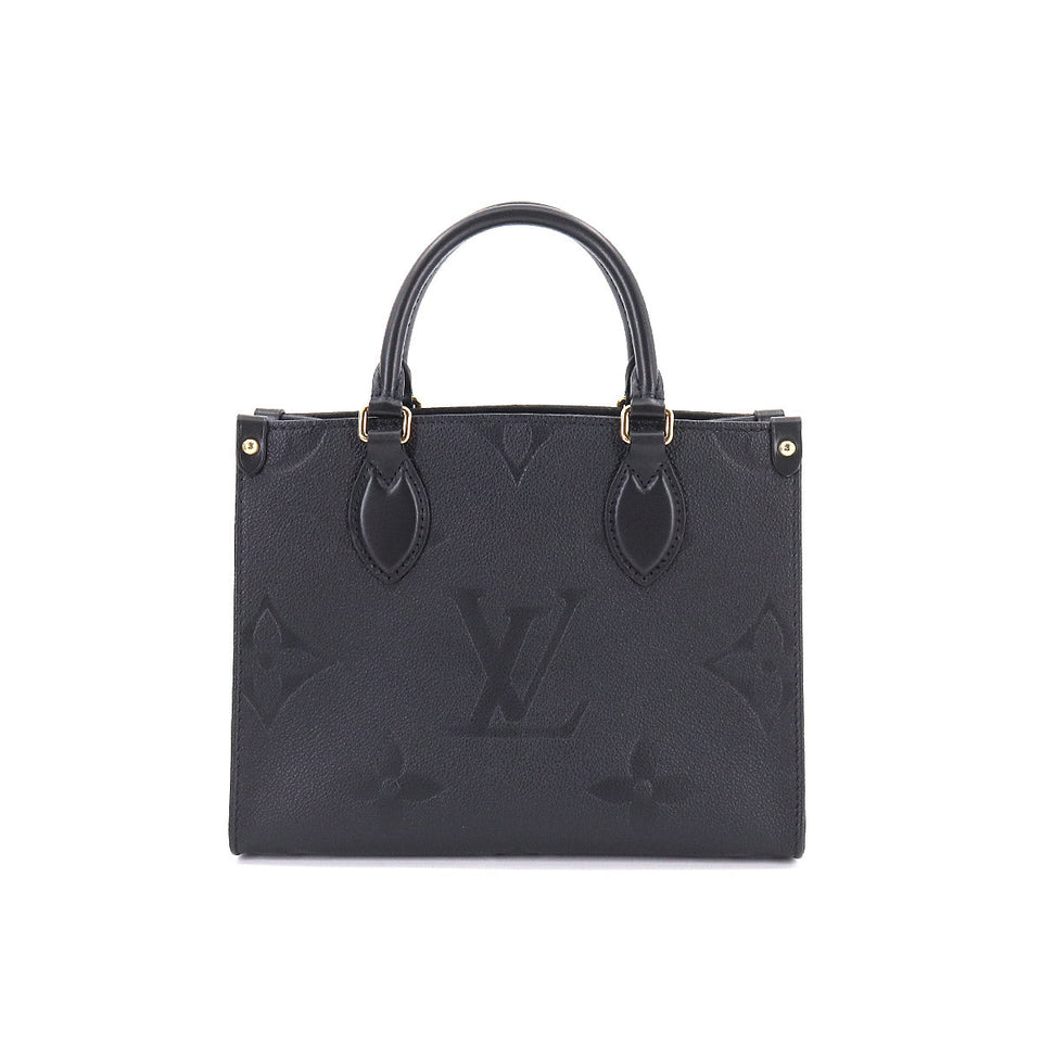 Louis Vuitton Monogram Emplant Onthego PM 2way Tote Shoulder Bag Noir