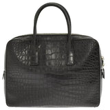 Saint Laurent- Paris Museum Crocodile Embossed Briefcase Leather Black