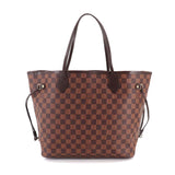 Louis Vuitton Damier Neverfull MM Tote Bag Ebene Brown Gold Metal Fittings