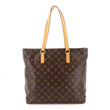 Louis Vuitton Monogram Cabas Mezzo Tote Bag Brown Gold Metal Fittings
