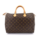 Louis Vuitton Monogram Speedy 35 Hand Bag Brown Gold Hardware