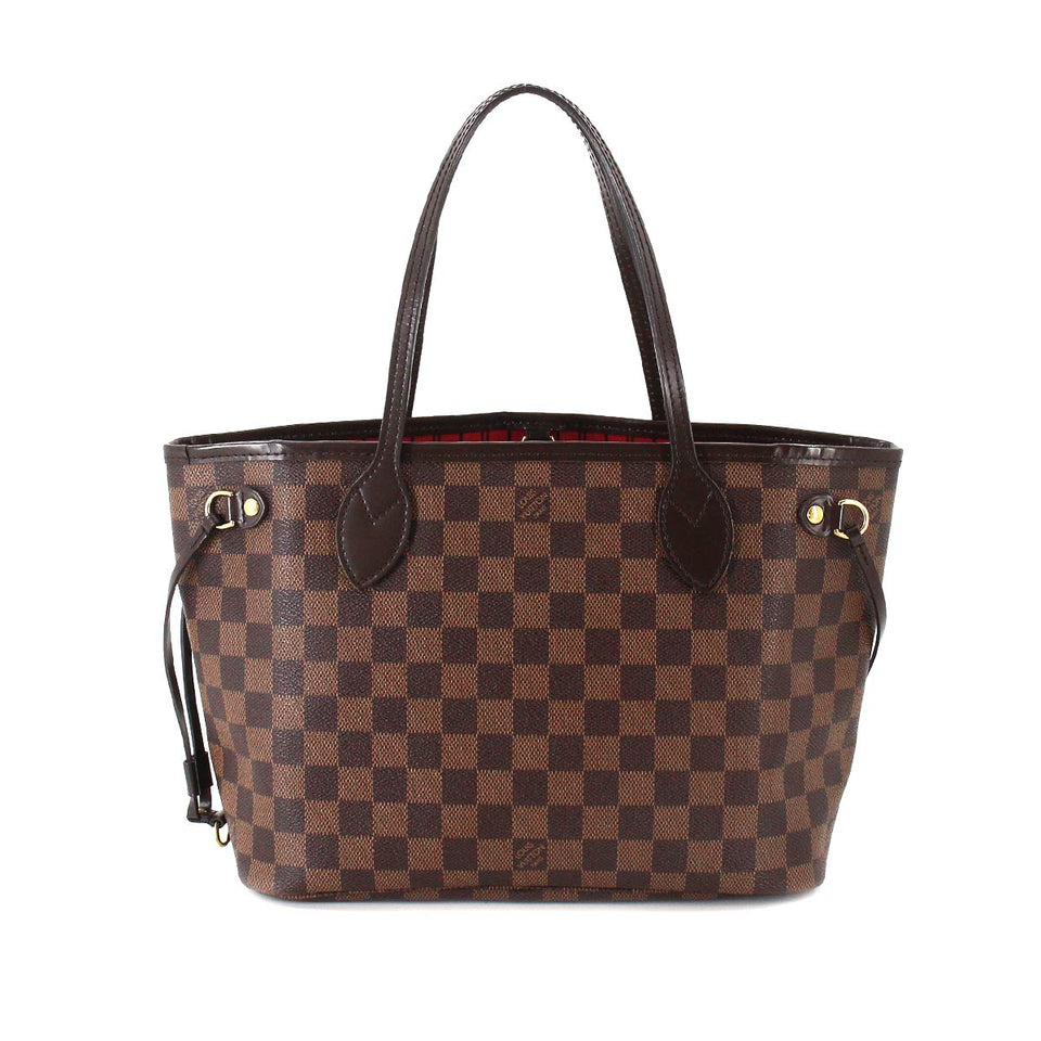 Louis Vuitton Damier Neverfull PM Tote Bag Brown Gold Hardware