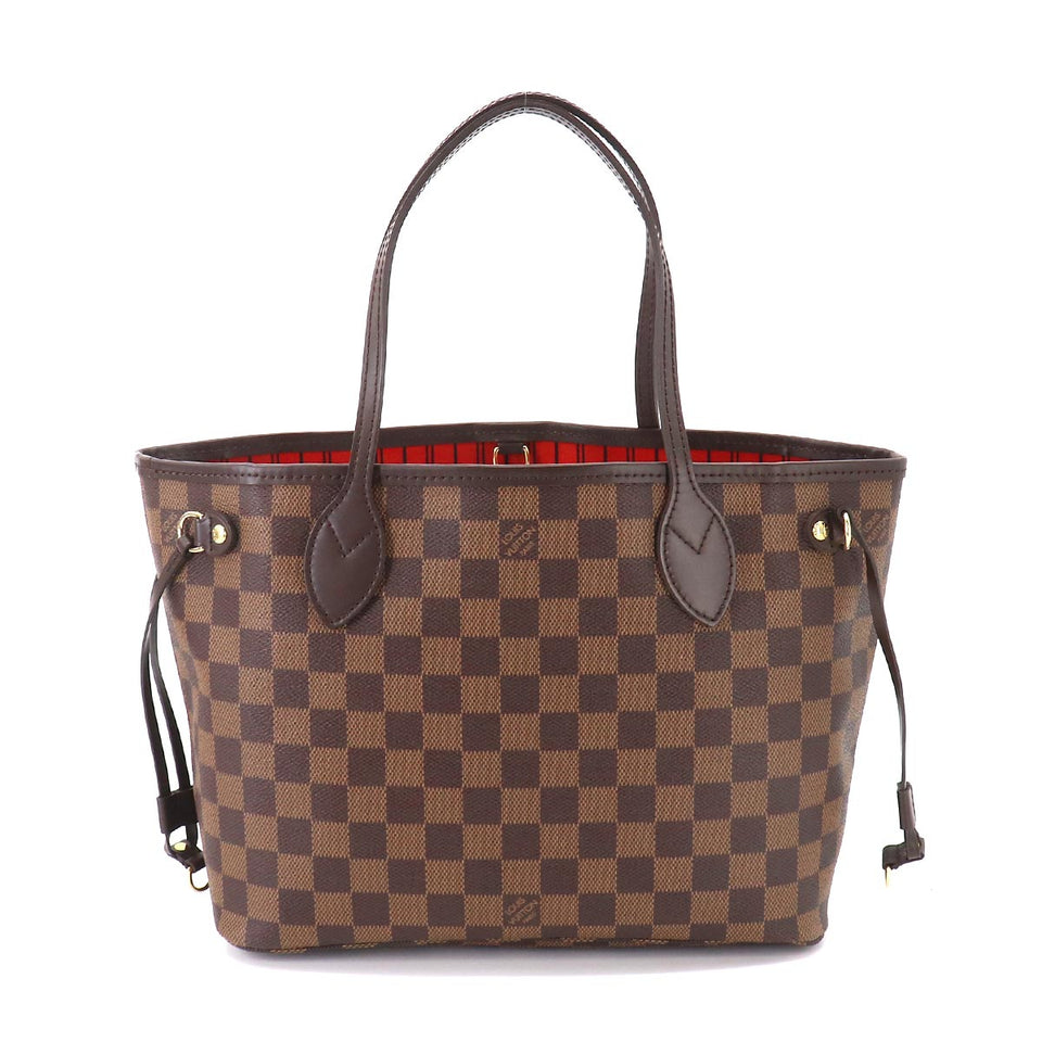 Louis Vuitton Damier Neverfull PM Tote Bag Ebene Brown Gold Hardware