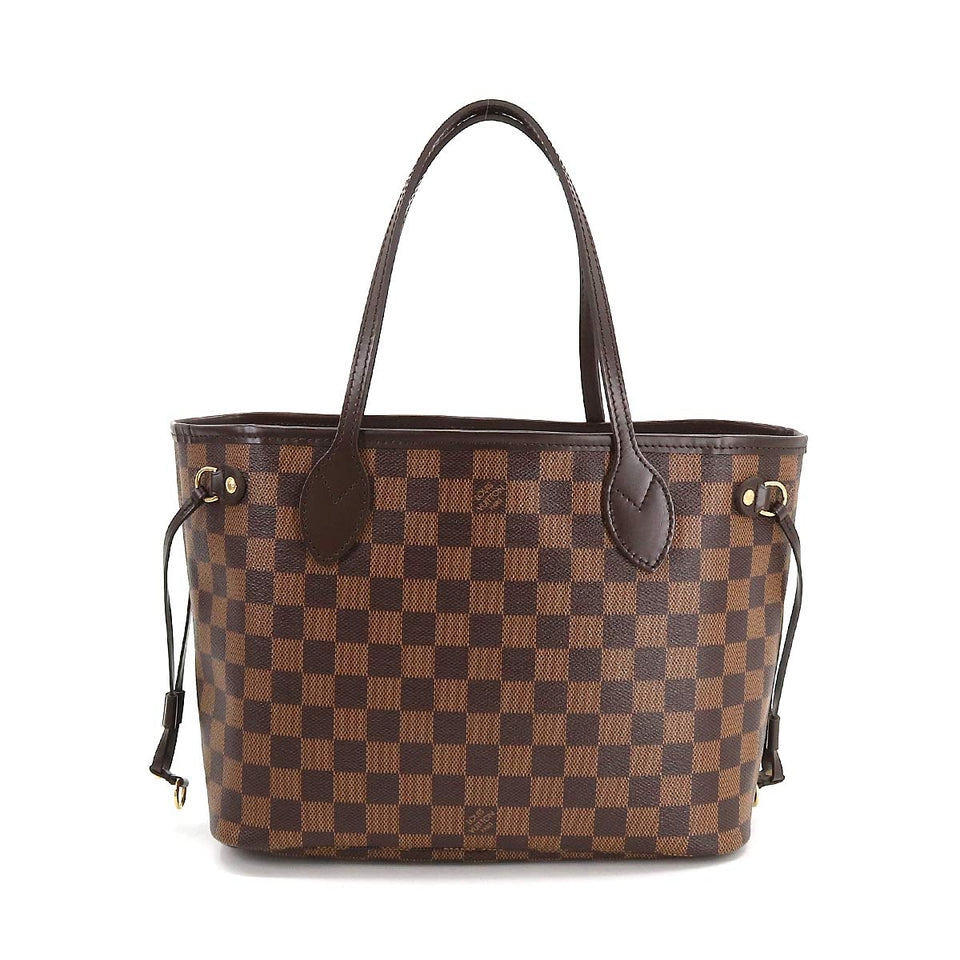 Louis Vuitton Damier Monogram Neverfull PM Tote Bag Brown Gold Hardware
