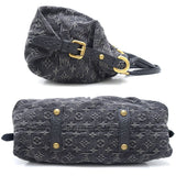 Louis Vuitton Monogram Denim Neo Cabby MM Noir Shoulder Bag Black