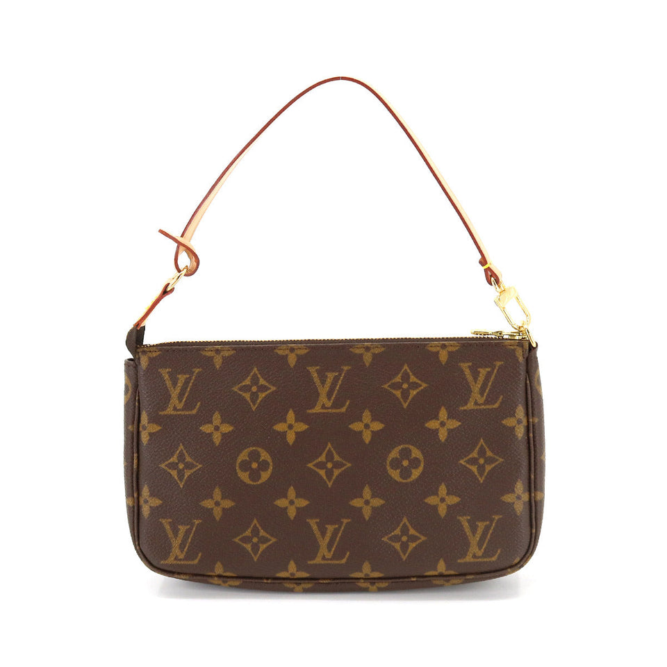 Louis Vuitton Monogram Pochette Accessoires Brown Gold Metal Fittings