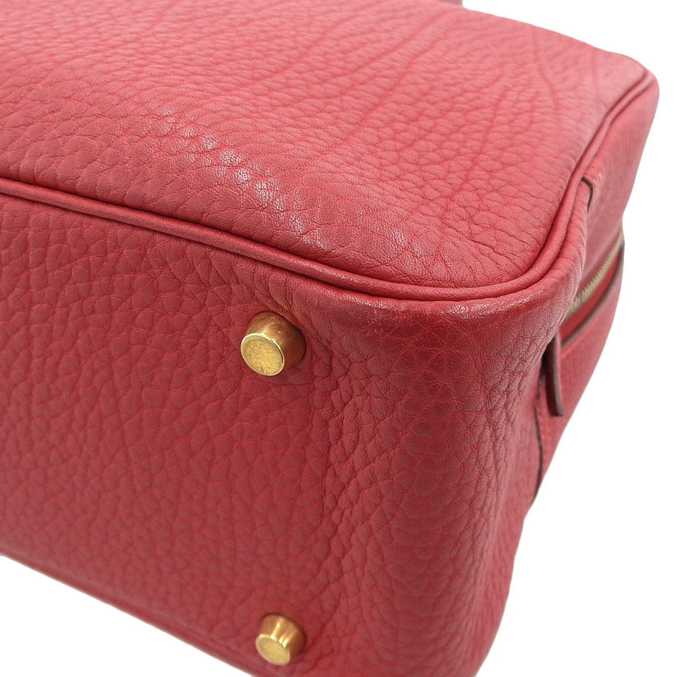 Hermes Plume 32 Handbag Togo Crimson Red Series Gold Metal Fittings