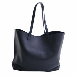 Saint Laurent- Leather Shopping Bag Tote Bag Black