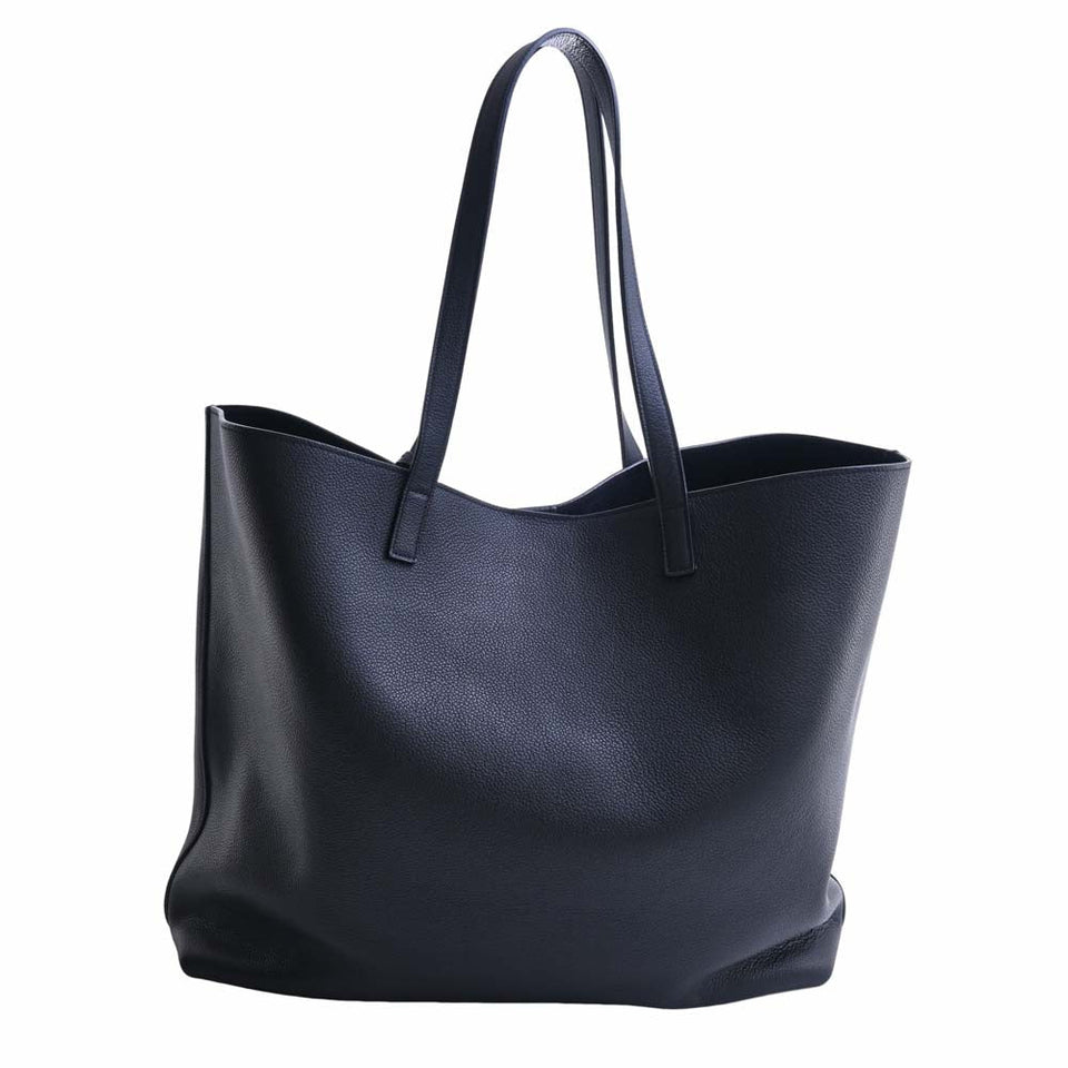 Saint Laurent- Leather Shopping Bag Tote Bag Black