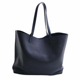 Saint Laurent- Leather Shopping Bag Tote Bag Black