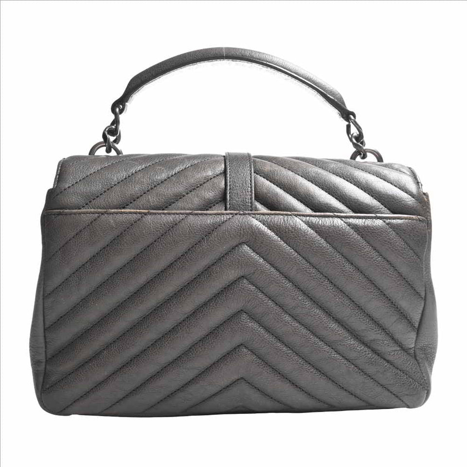 Saint Laurent- Leather College 2way Chain Shoulder Bag Gray
