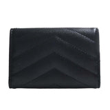 Saint Laurent- Leather Tiny Wallet Tri-fold Compact Wallet Black