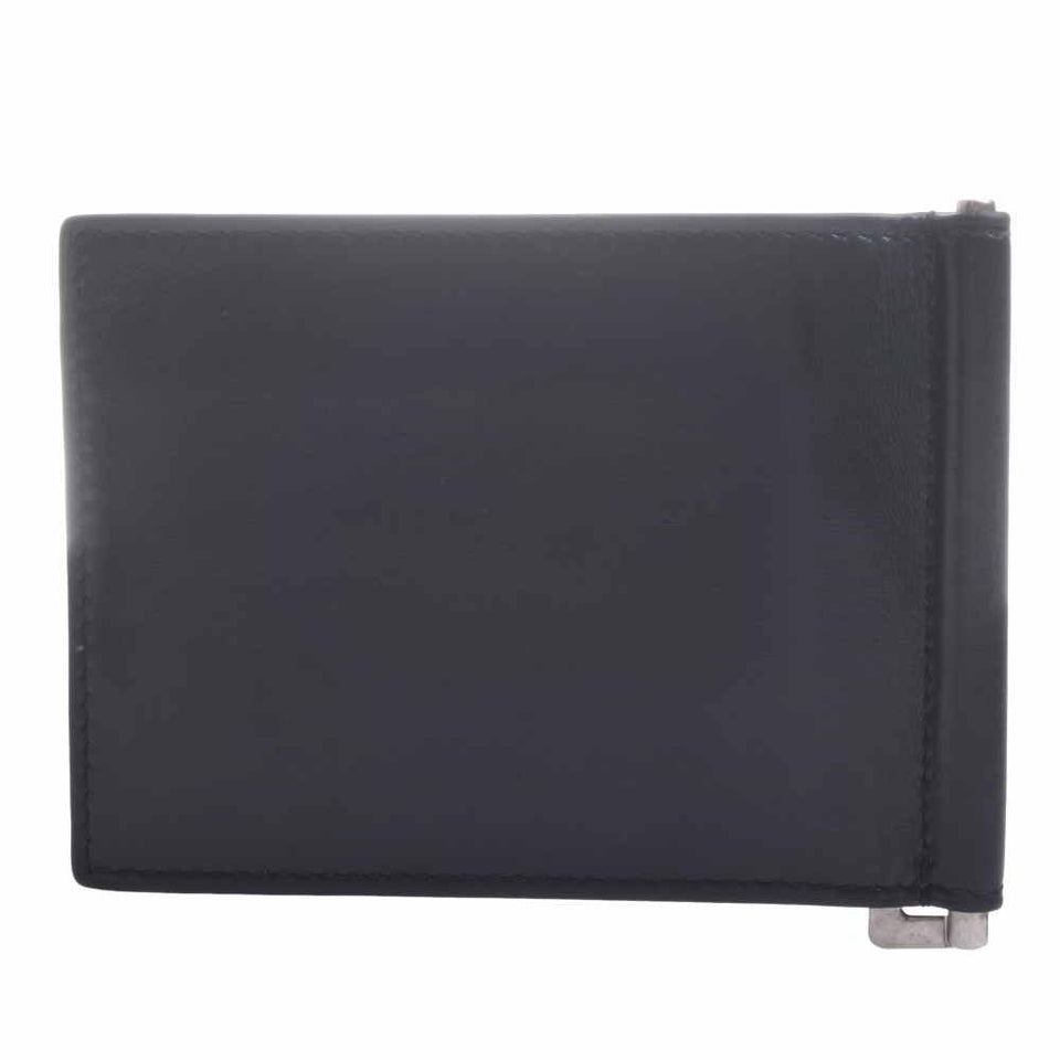 Saint Laurent- Leather Money Clip Bifold Wallet Billfold Black