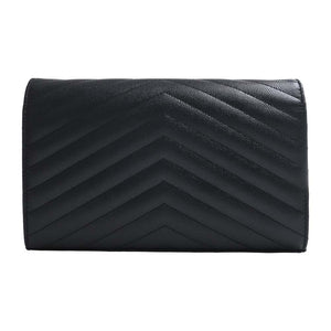 Saint Laurent- Leather Chain Shoulder Wallet Long Wallet Black
