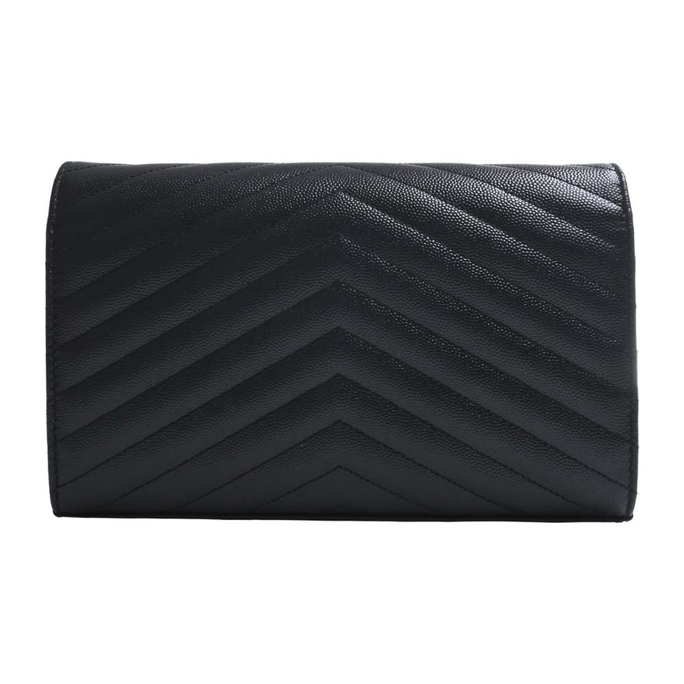 Saint Laurent- Leather Chain Shoulder Wallet Long Wallet Black