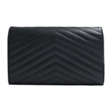 Saint Laurent- Leather Chain Shoulder Wallet Long Wallet Black