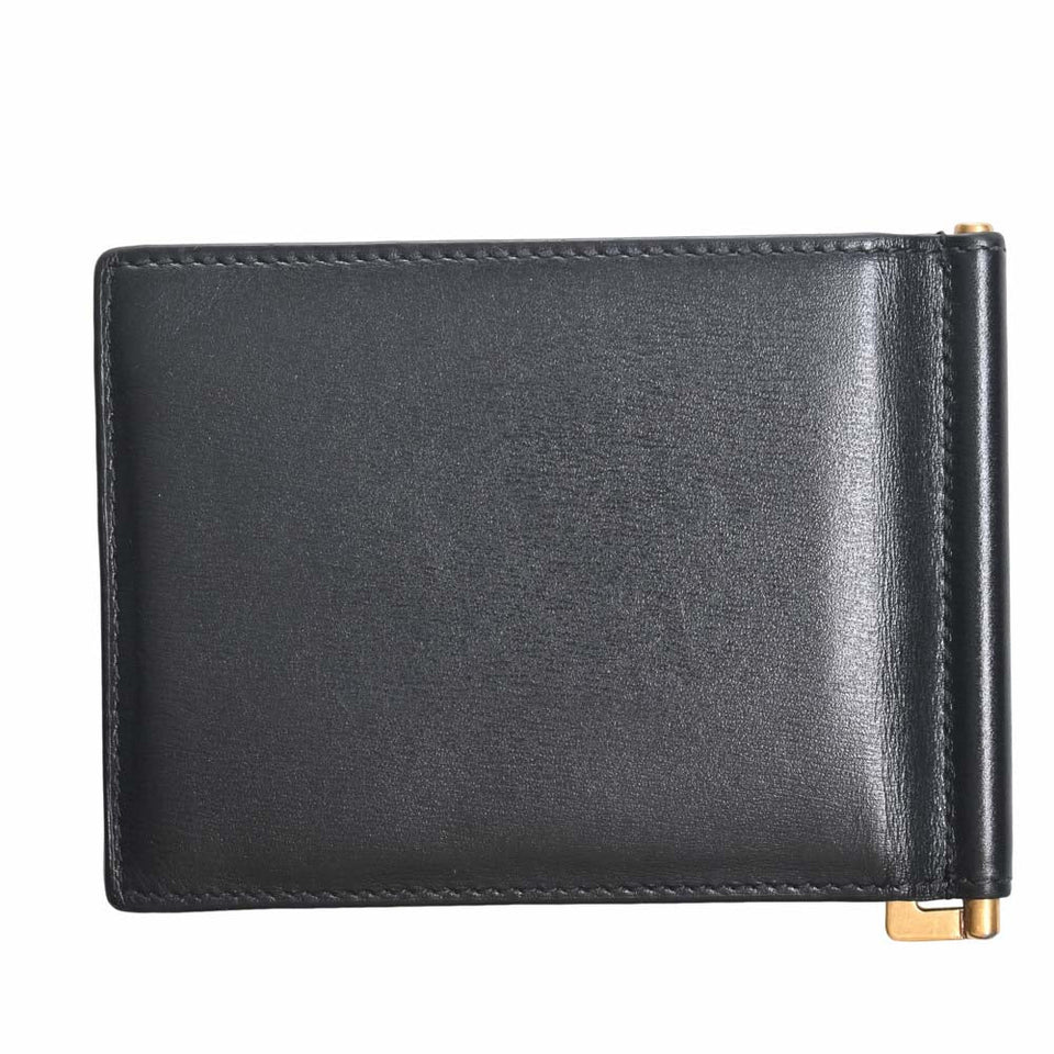 Saint Laurent- Leather Money Clip Bill Clip Wallet Billfold Black