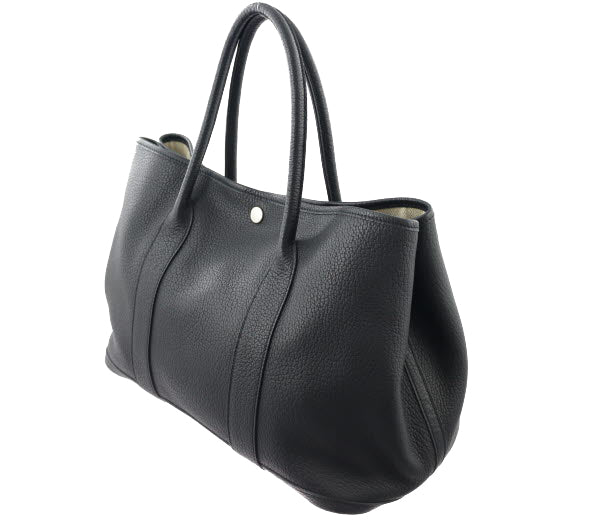 Hermes Garden Party PM Handbag Negonda Noir Black Engraved Bag