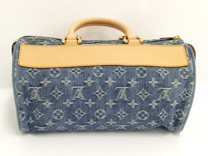 Louis Vuitton Neo Speedy Handbag Mini Boston Bag Monogram Denim Blue