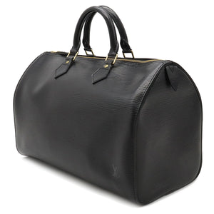 Louis Vuitton Epi Speedy 35 Handbag Boston Bag Leather Noir Black