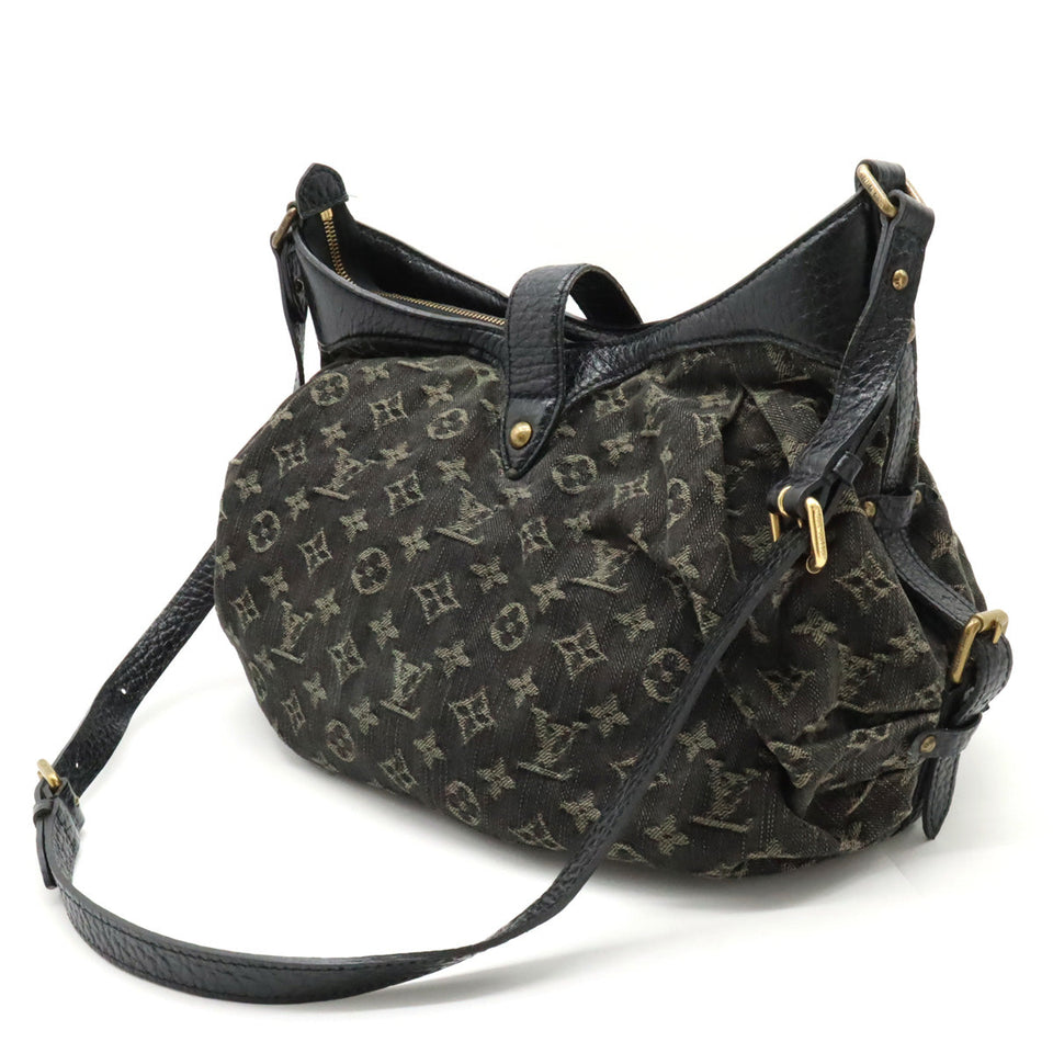 Louis Vuitton Monogram Denim XS Shoulder Bag Diagonal Canvas Leather Black