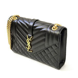 Saint Laurent- Envelope Medium Chain Shoulder Bag Black Gold